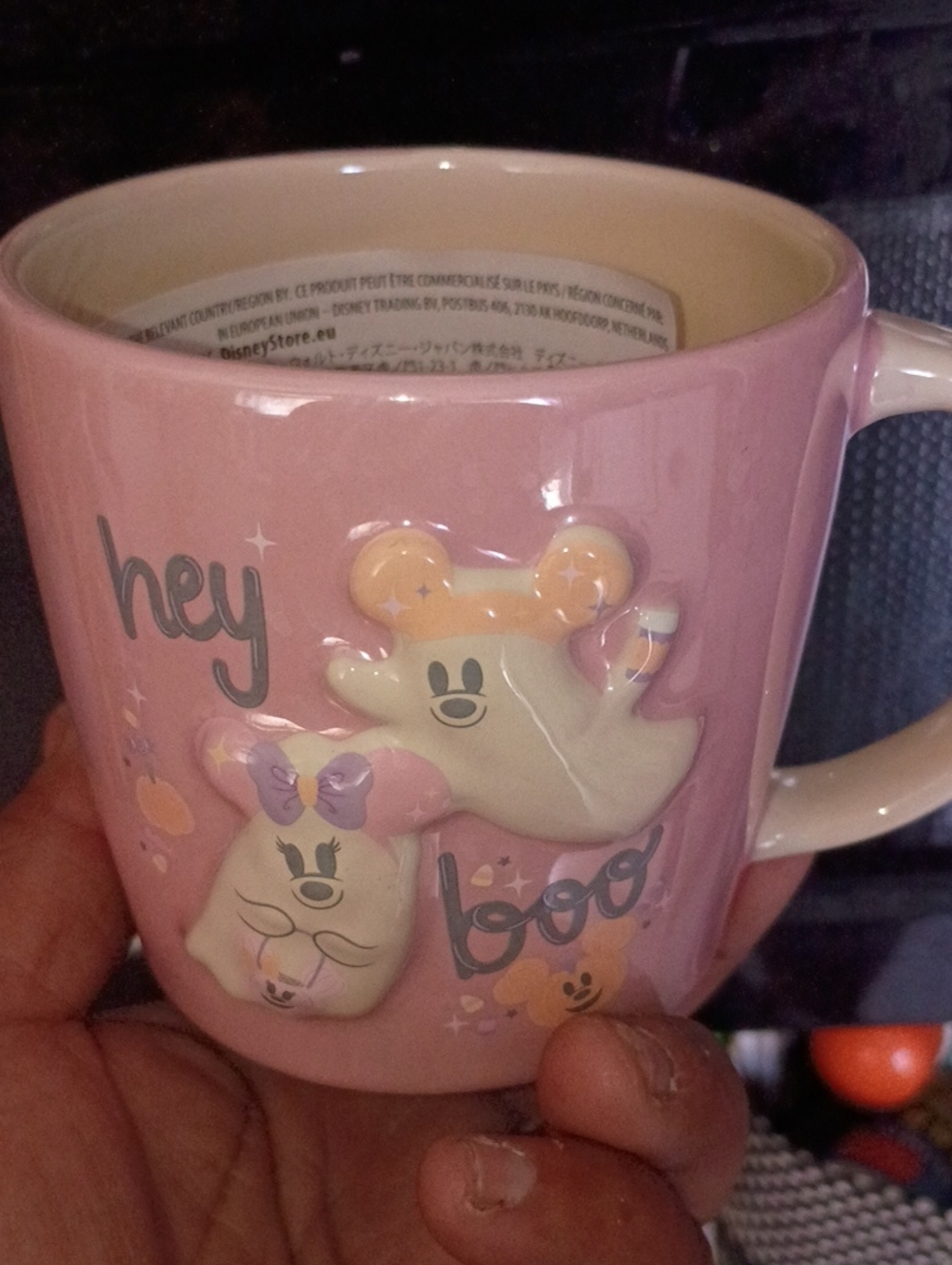 Disney Pink 'Hey Boo' Ceramic Mug with Raised Ghost Characters